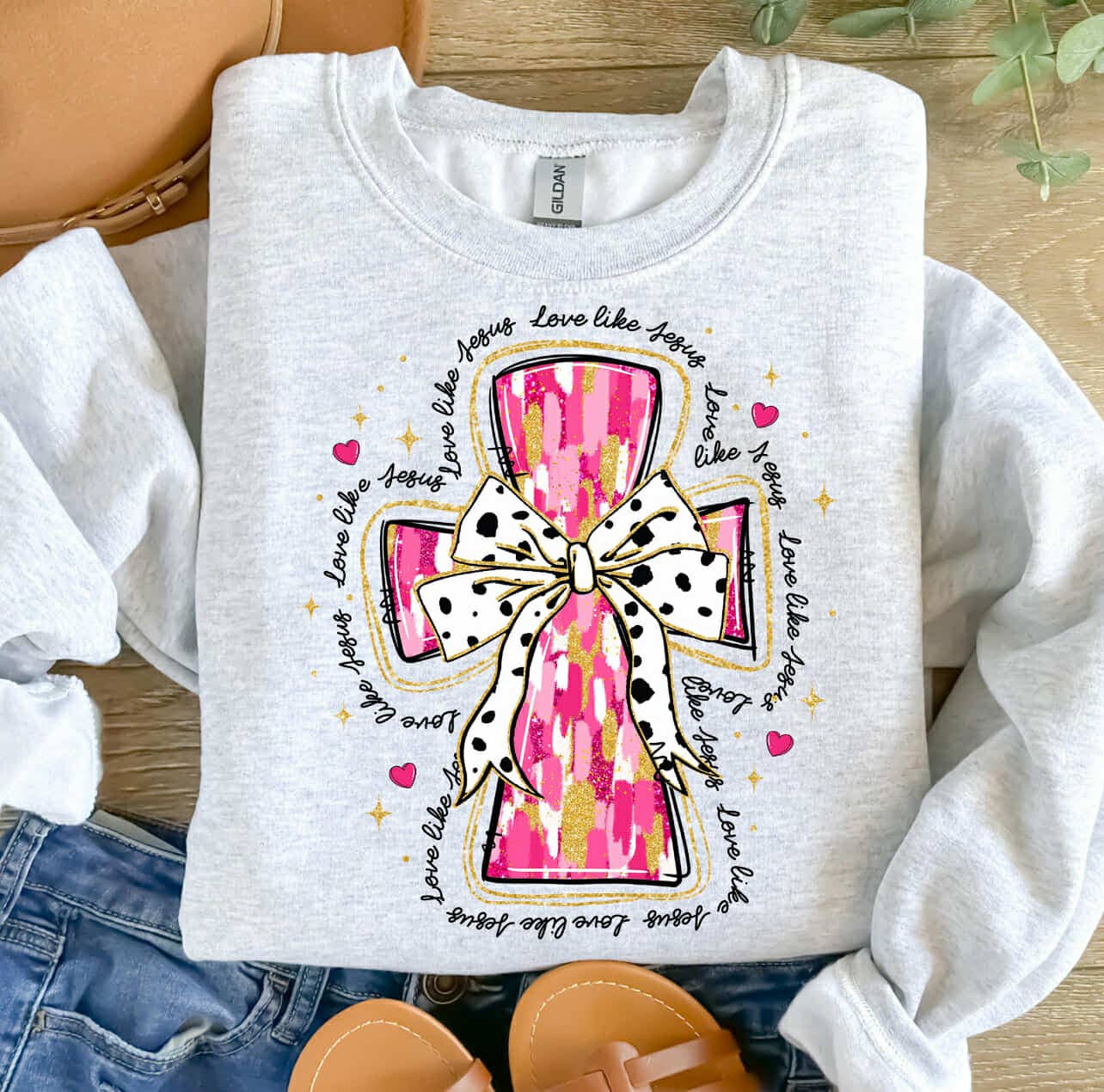 Valentine's Day Jesus Loves You Sweatshirt -Ash